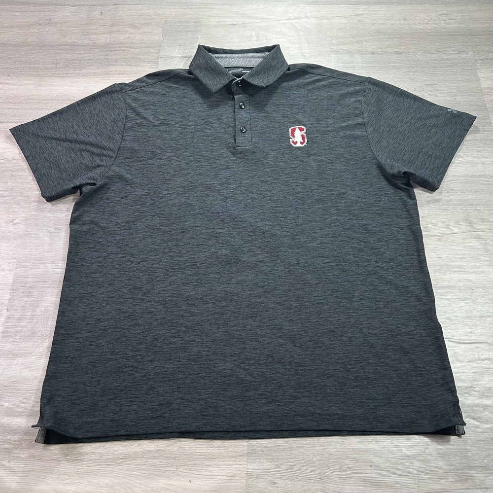 Stanford‎ Cardinal Polo Shirt Mens XL Gray NCAA Football Under Armour HeatGear